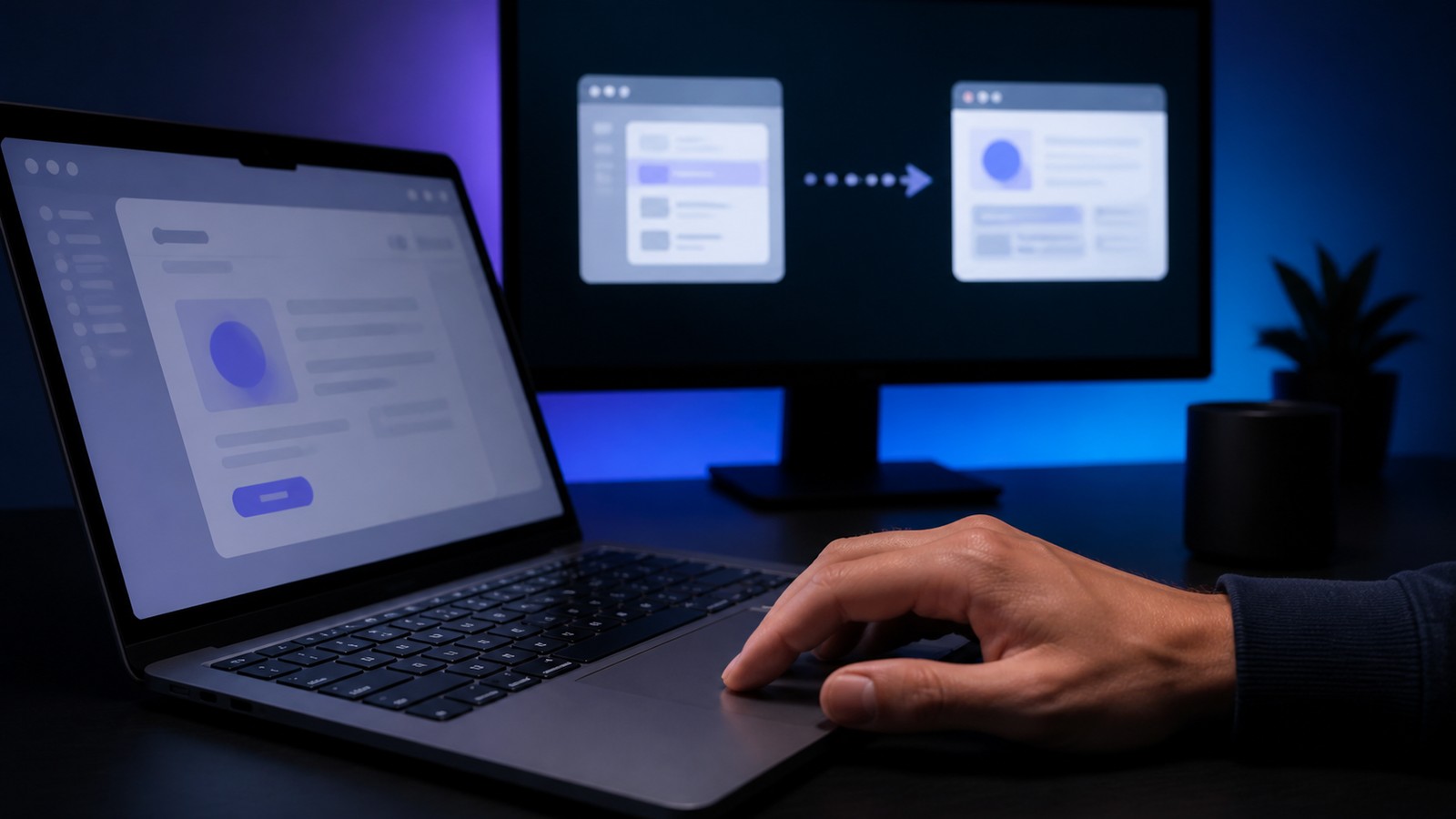 Primer plano de un botón resaltado en una página web con el cursor apuntando con precisión