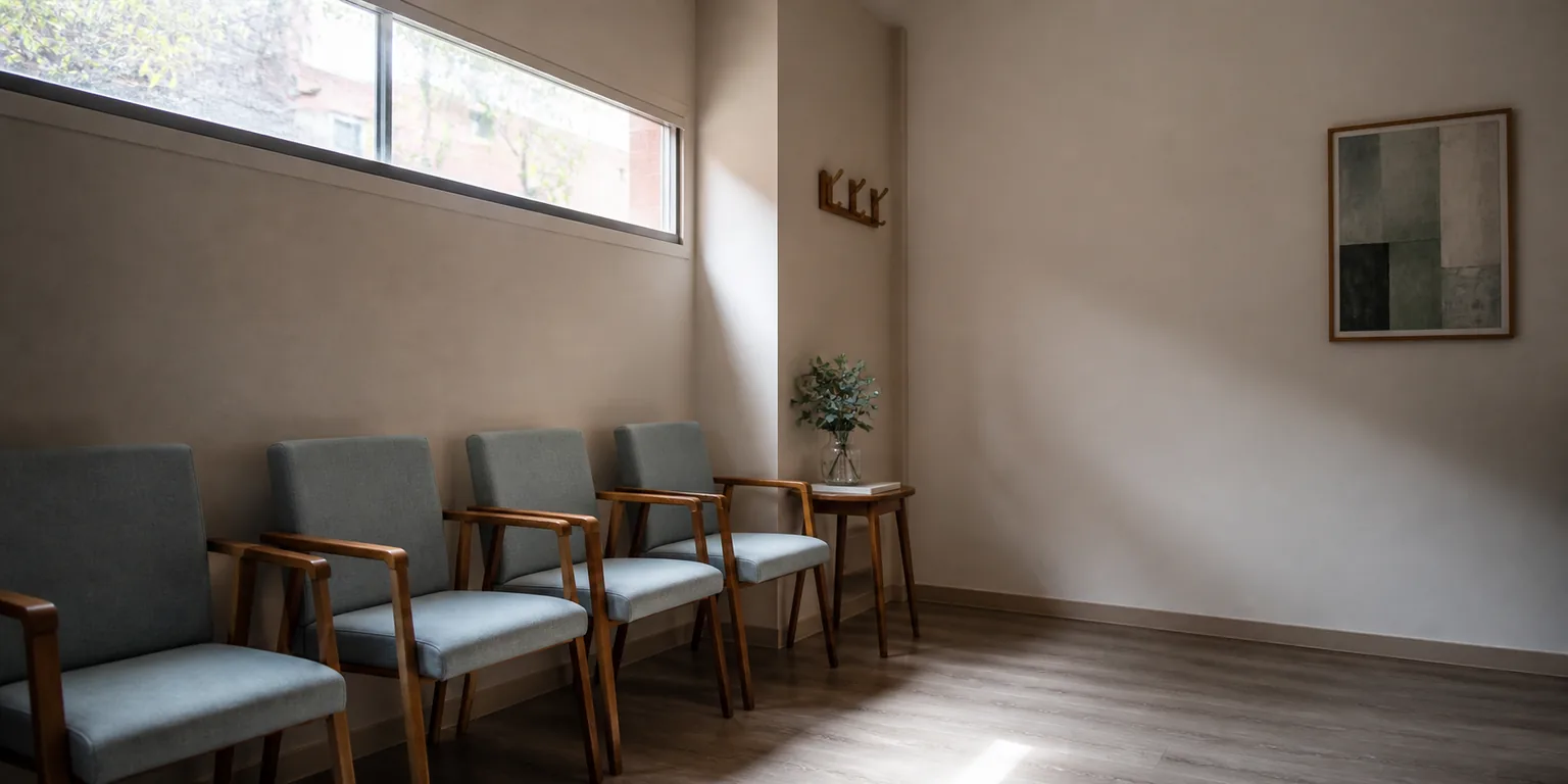 Sala de espera serena de un consultorio privado